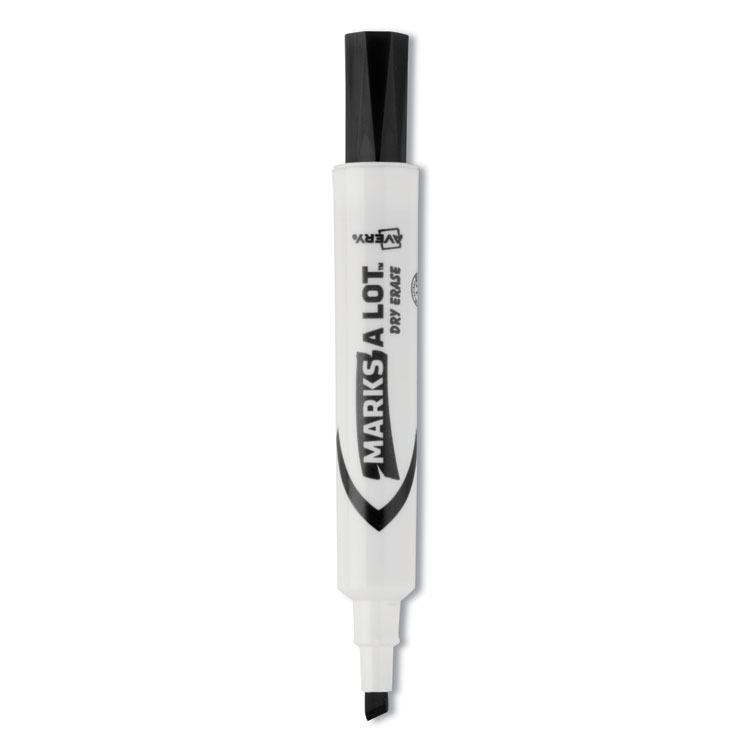Avery MARKS A LOT Desk-Style Dry Erase Marker, Broad Chisel Tip, Black, Dozen (24408) (AVE24408)
