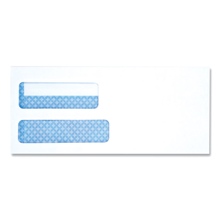 Universal Double Window Business Envelope, #10, Square Flap, Self-Adhesive Closure, 4.13 x 9.5, White, 500/Box (UNV36104)