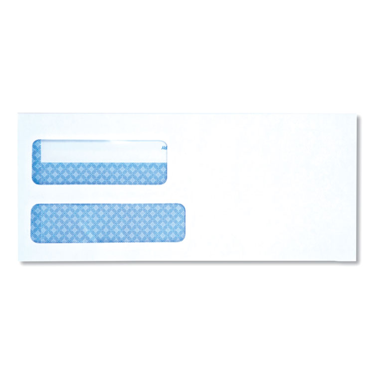Universal Double Window Business Envelope, #9, Square Flap, Self-Adhesive Closure, 3.88 x 8.88, White, 500/Box (UNV35217)
