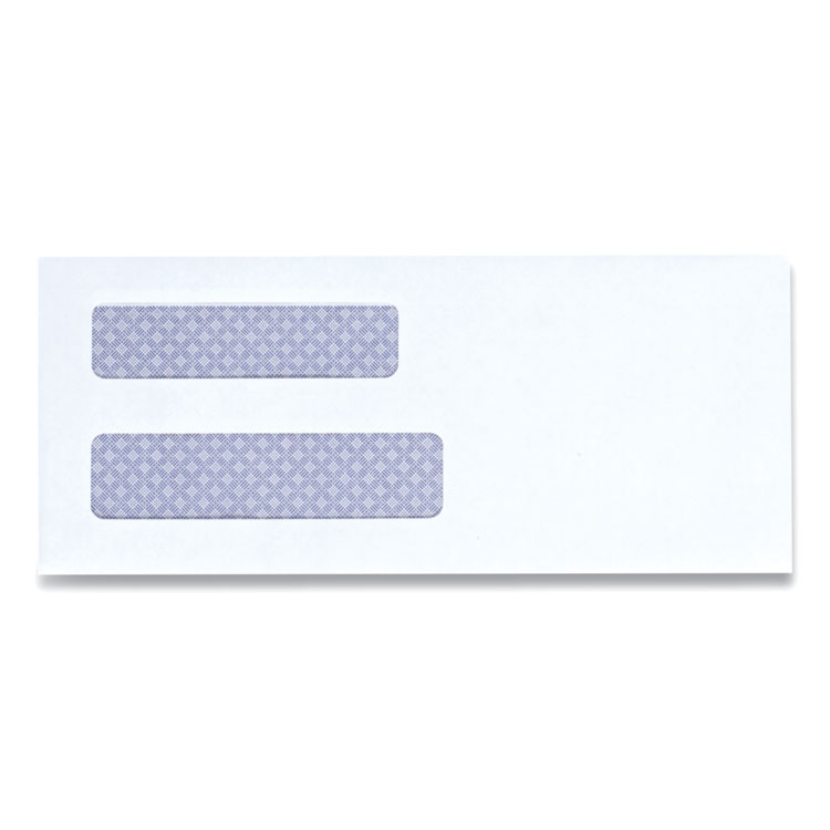 Universal Double Window Business Envelope, #8 5/8, Square Flap, Self-Adhesive Closure, 3.63 x 8.63, White, 500/Box (UNV35218)