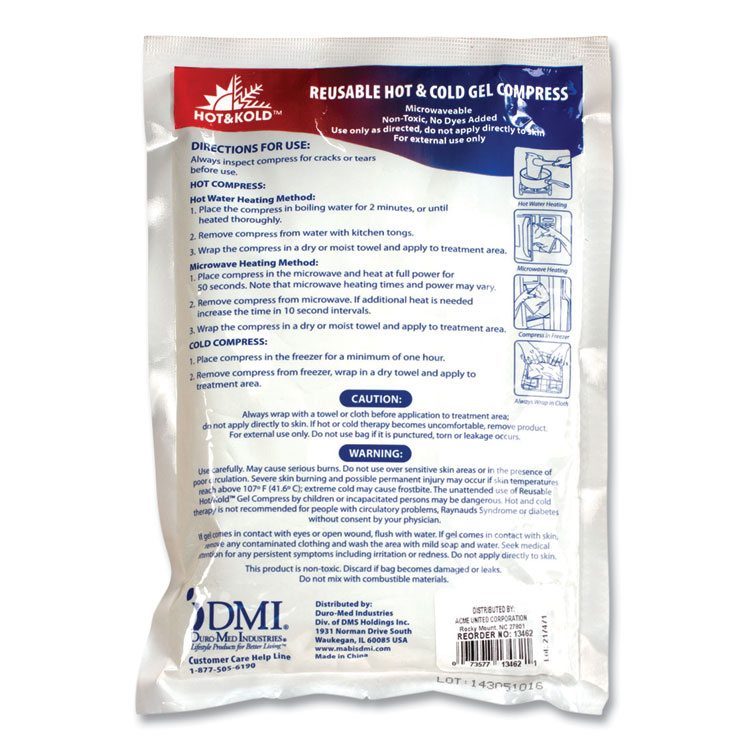 PhysiciansCare by First Aid Only Reusable Hot/Cold Pack, 8.63 x 8.63, White (FAO13462)