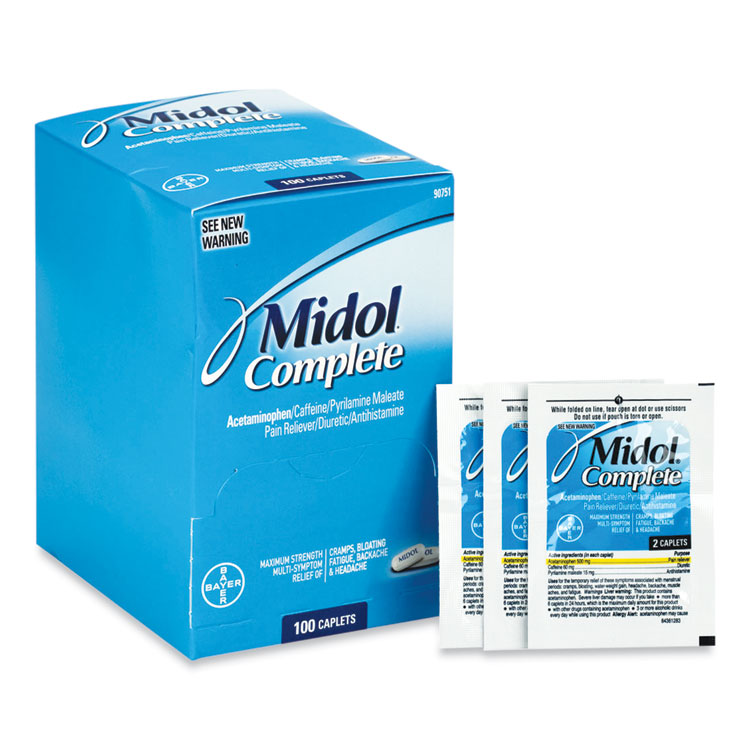 Midol Complete Menstrual Caplets, Two-Pack, 50 Packs/Box (FAO90751)