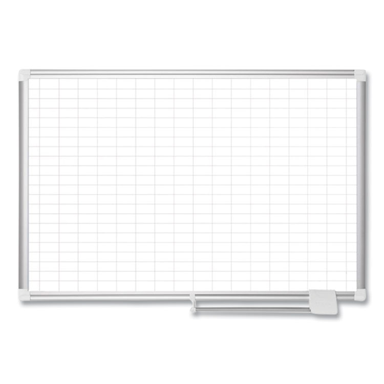 MasterVision Gridded Magnetic Steel Dry Erase Project Planning Board, 1" x 2" Cells, 72" x 48", White Surface, Satin Aluminum Frame (BVCMA2792830)