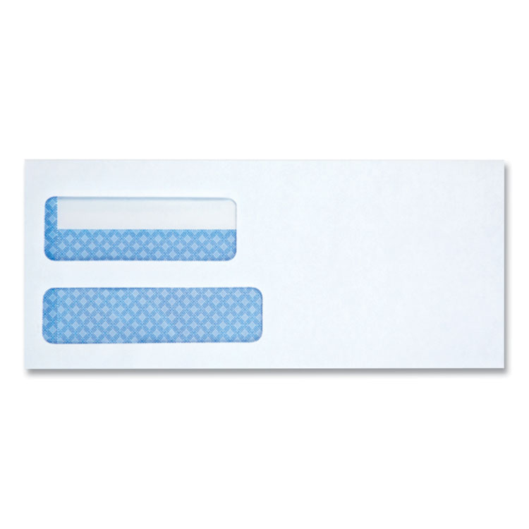 Universal Double Window Business Envelope, #10, Square Flap, Gummed Closure, 4.13 x 9.5, White, 500/Box (UNV36103)