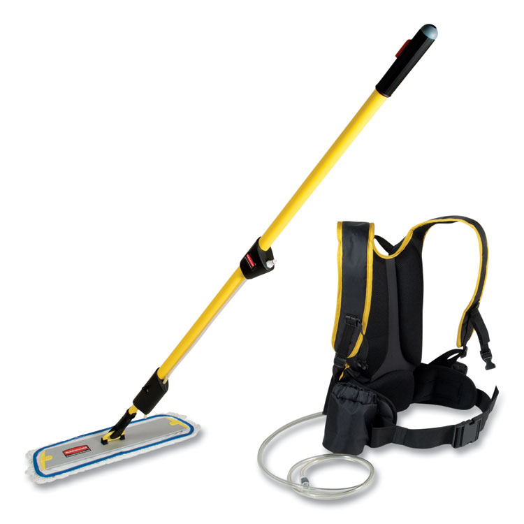Rubbermaid Commercial Flow Finishing System, 18" Wide Nylon Head, 56" Yellow Plastic Handle (RCPQ979)