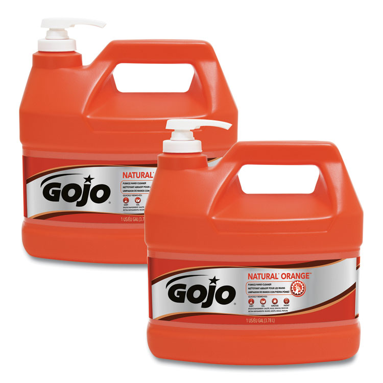 GOJO NATURAL ORANGE Pumice Hand Cleaner, Citrus Scent, 1 gal, 2/Carton (GOJ095502CT)