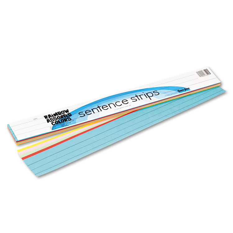 Pacon Sentence Strips, 24 x 3, Lightweight, Assorted Colors, 100/Pack (PAC73400)