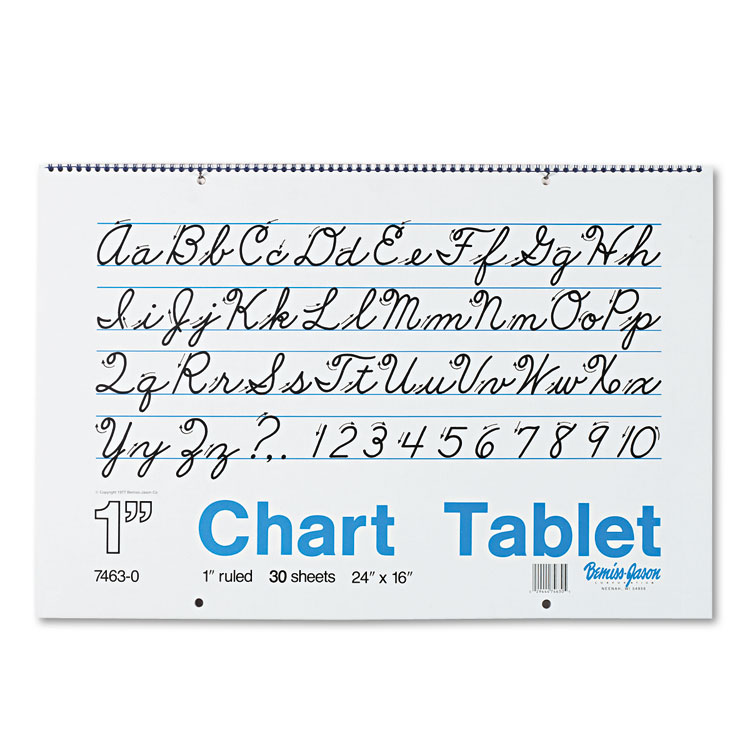 Pacon Chart Tablets, Presentation Format (1" Rule), 24 x 16, White, 30 Sheets (PAC74630)