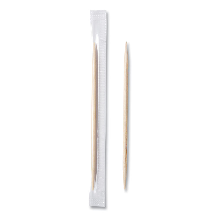 AmerCareRoyal Mint Cello-Wrapped Wood Toothpicks, 2.5", Natural, 1,000/Box, 15 Boxes/Carton (RPPRM115)