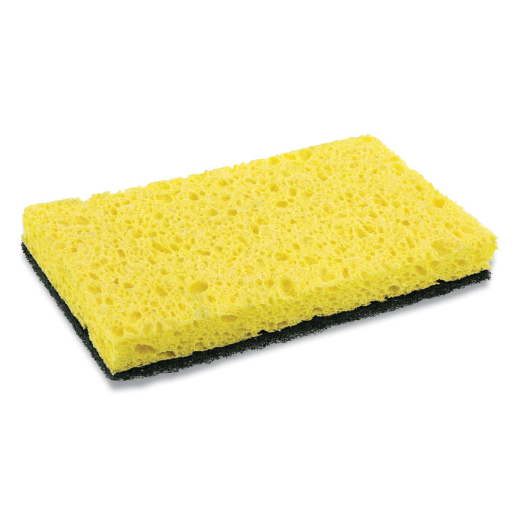 AmerCareRoyal Heavy-Duty Scrubbing Sponge, 3.5 x 6, 0.85" Thick, Yellow/Green, 20/Carton (RPPS740C20)