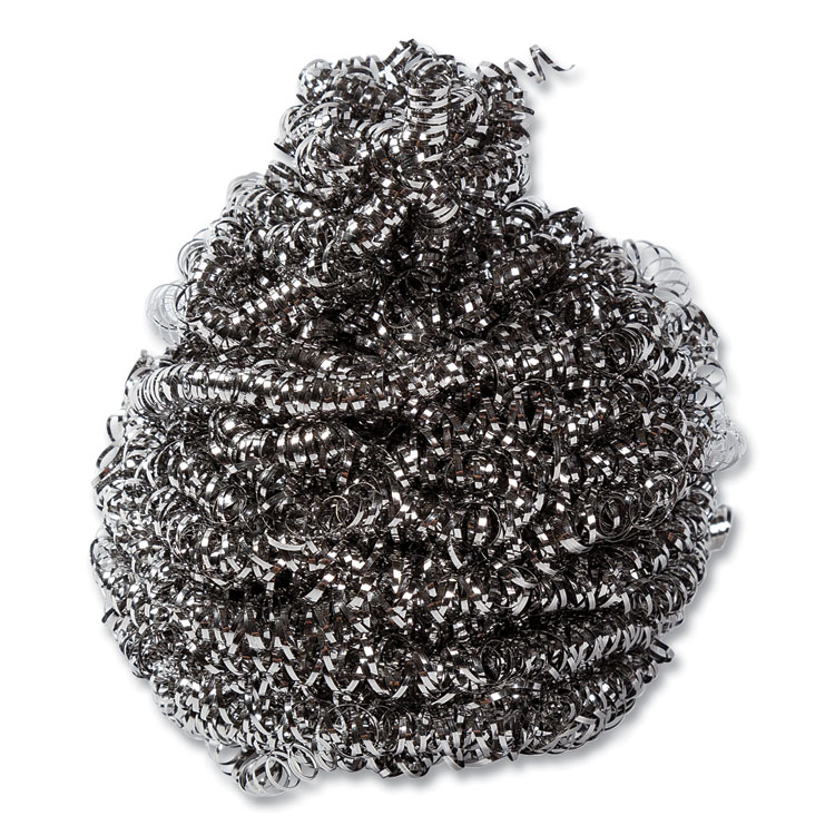 AmerCareRoyal Stainless Steel Sponge, Polybagged, 1.50 oz, Gray, 12/Pack, 12/Packs/Carton (RPPS730)