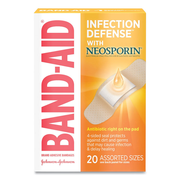 BAND-AID Antibiotic Adhesive Bandages, Assorted Sizes, 20/Box (JOJ5570)