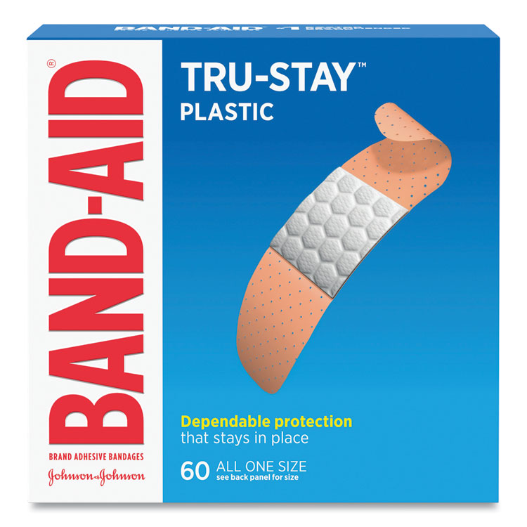 BAND-AID Plastic Adhesive Bandages, 0.75 x 3, 60/Box (JOJ100563500)