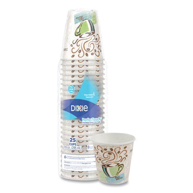 Dixie PerfecTouch Paper Hot Cups, 10 oz, Coffee Haze Design, 25/Pack (DXE5310DXPK)