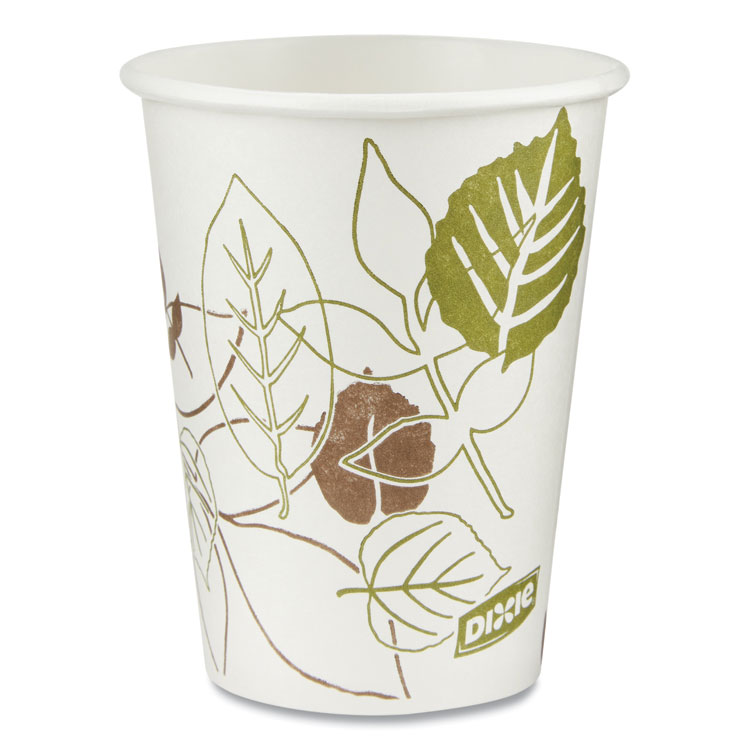 Dixie Pathways Paper Hot Cups, 8 oz, White/Brown, 25/Bag, 20 Bags/Carton (DXE2338WS)