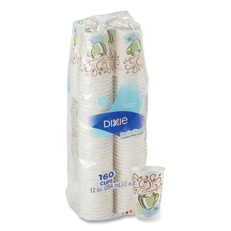 Dixie PerfecTouch Paper Hot Cups, 12 oz, Coffee Haze Design, 160/Pack (DXE5342CDSBPPK)
