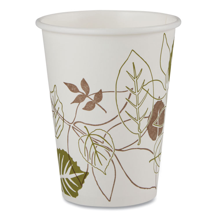 Dixie Pathways Paper Hot Cups, 12 oz, White/Brown, 25/Bag, 20 Bags/Carton (DXE2342WS)