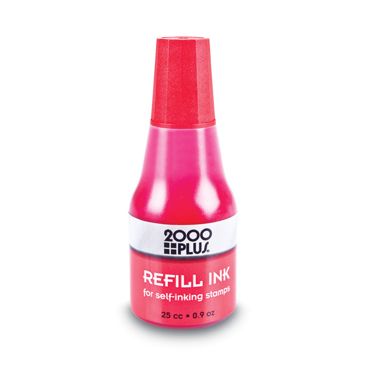 COSCO 2000PLUS Self-Inking Refill Ink, 0.9 oz. Bottle, Red (COS032960)