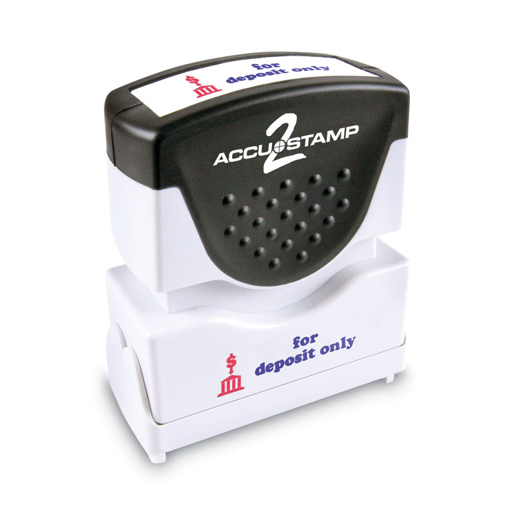ACCUSTAMP2 Pre-Inked Shutter Stamp, Red/Blue, FOR DEPOSIT ONLY, 1.63 x 0.5 (COS035523)
