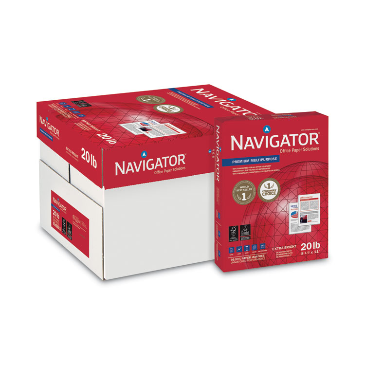 Navigator Premium Multipurpose Copy Paper, 97 Bright, 20lb Bond Weight, 8.5 x 11, White, 500/Ream, 10 Reams/Carton, 40 Cartons/Pallet (SNANMP1120PLT)