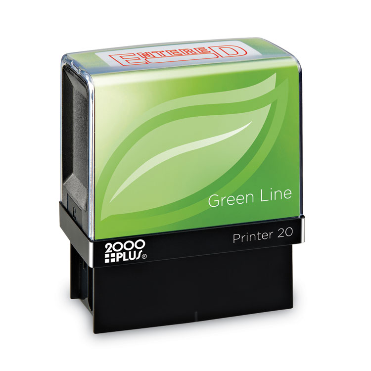COSCO 2000PLUS Green Line Message Stamp, Entered, 1.5 x 0.56, Red (COS098368)