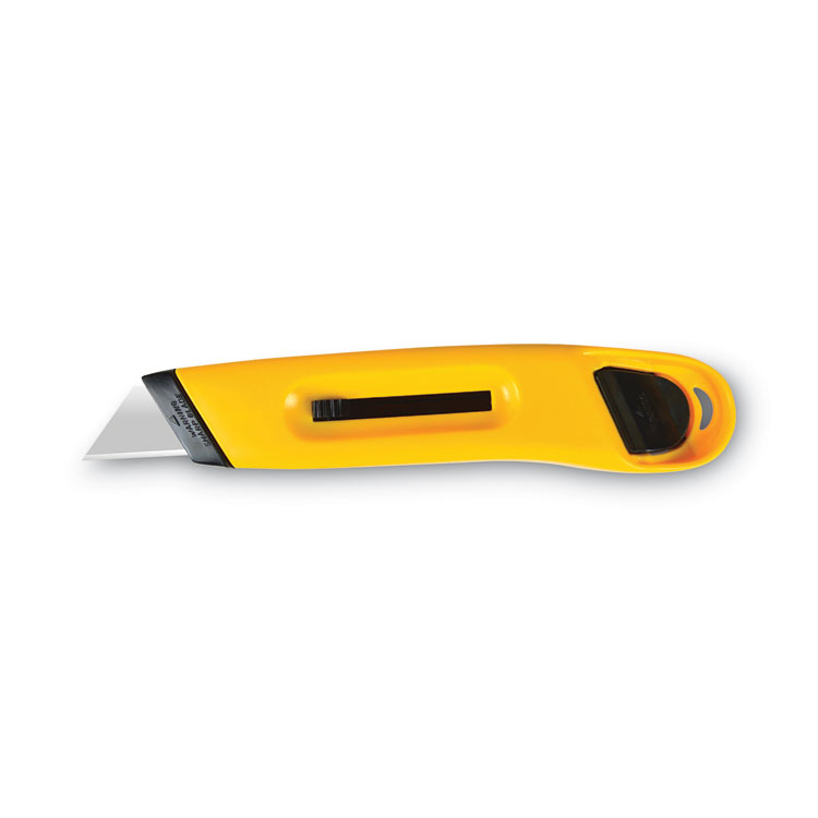 COSCO Plastic Utility Knife with Retractable Blade and Snap Closure, 6" Plastic Handle, Yellow (COS091467)