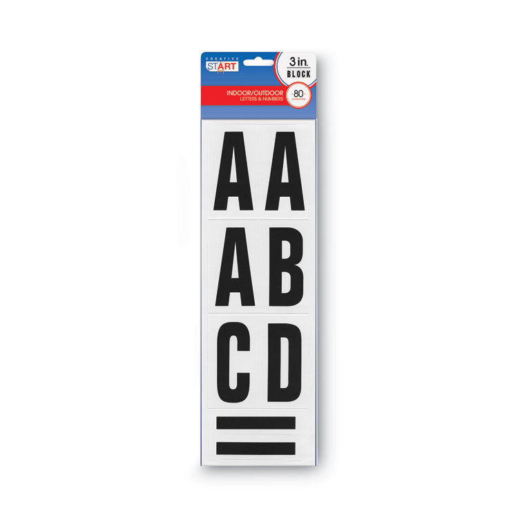 COSCO Peel-and-Stick Letters, Numbers and Symbols, 3" Tall, Black Characters, White Background, 80 Pieces (COS098132)