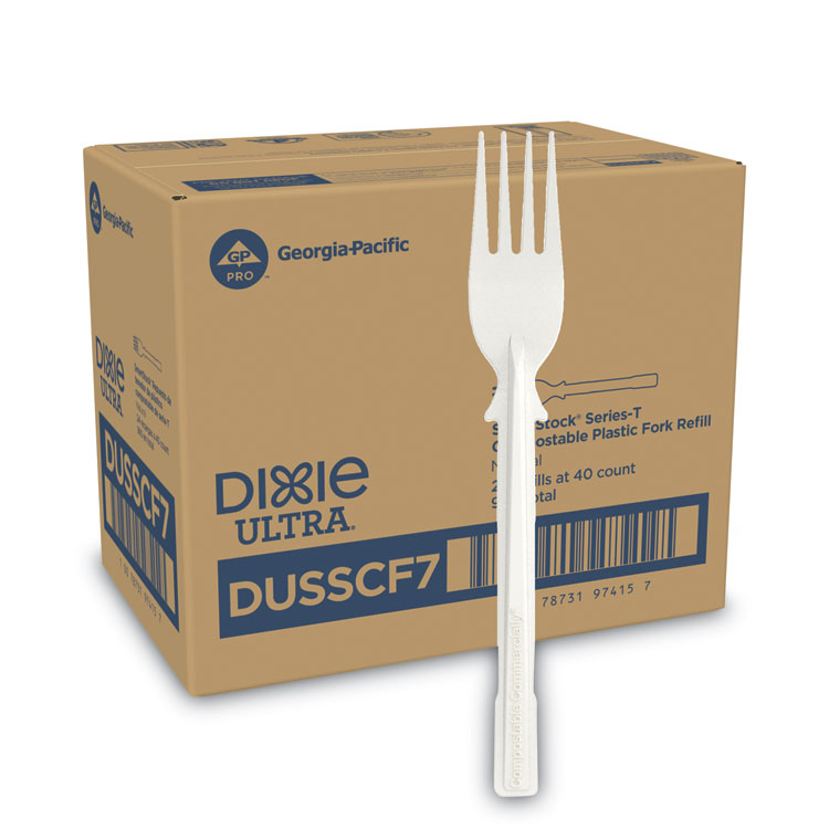 Dixie SmartStock Tri-Tower Dispensing System Cutlery, Heavyweight Fork, Plastic, Natural, 40/Pack, 24 Packs/Carton (DXEDUSSCF7)