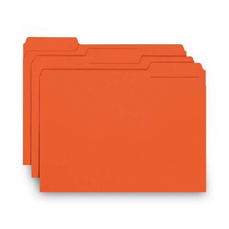Smead Interior File Folders, 1/3-Cut Tabs: Assorted, Letter Size, 0.75" Expansion, Orange, 100/Box (SMD10259)