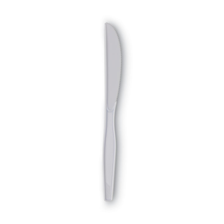 Dixie Plastic Cutlery, Heavy Mediumweight Knife, White, 1,000/Carton (DXEKM217)