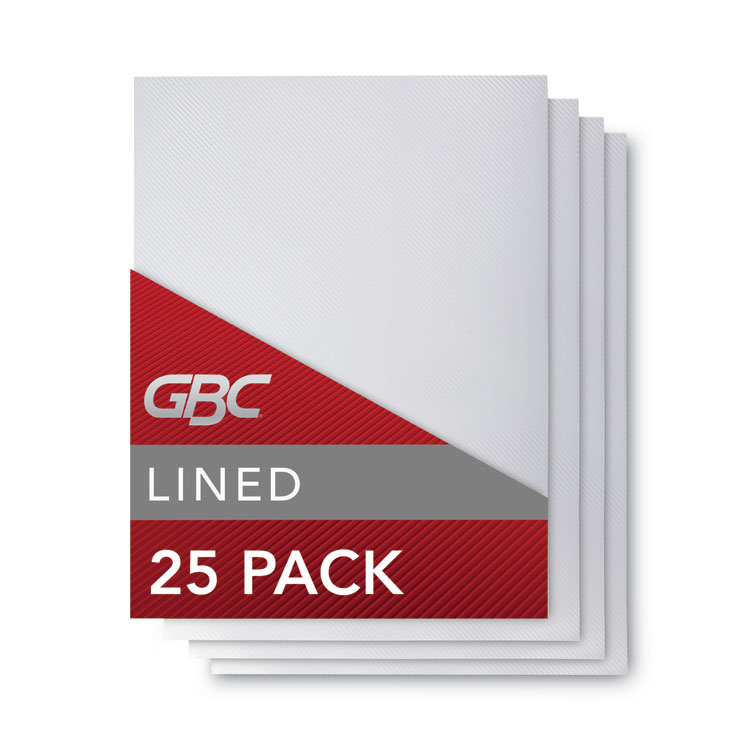 GBC Design View Poly Presentation Covers for Binding Systems, Lined Pattern, Plastic, Square Corners, 11 x 8.5, Clear, 25/Pack (GBC2514496)