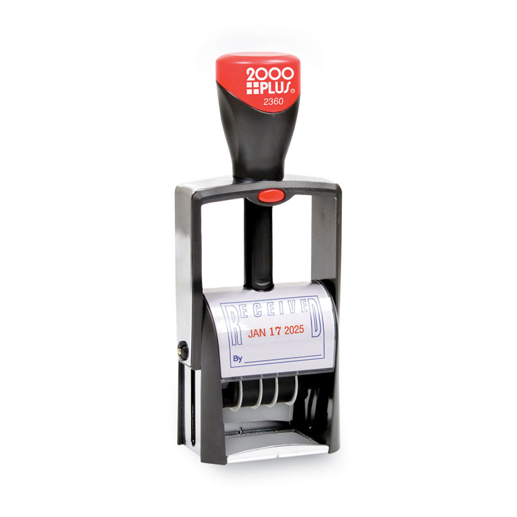 COSCO 2000PLUS Self-Inking Heavy-Duty Line Dater, 1.25 x 1.83, Red/Blue (COS032880)