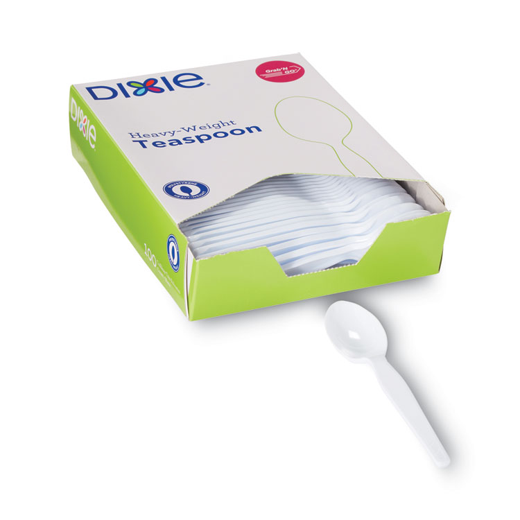 Dixie Plastic Cutlery, Heavyweight Spoon, White, 100/Box (DXETH207)