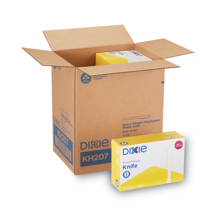 Dixie Plastic Cutlery, Heavyweight Knife, White, 1,000/Carton (DXEKH207CT)