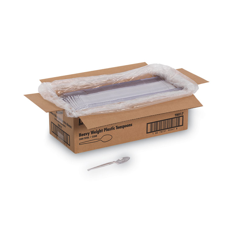 Dixie Plastic Cutlery, Heavyweight Spoon, Crystal Clear, 1,000/Carton (DXETH017)