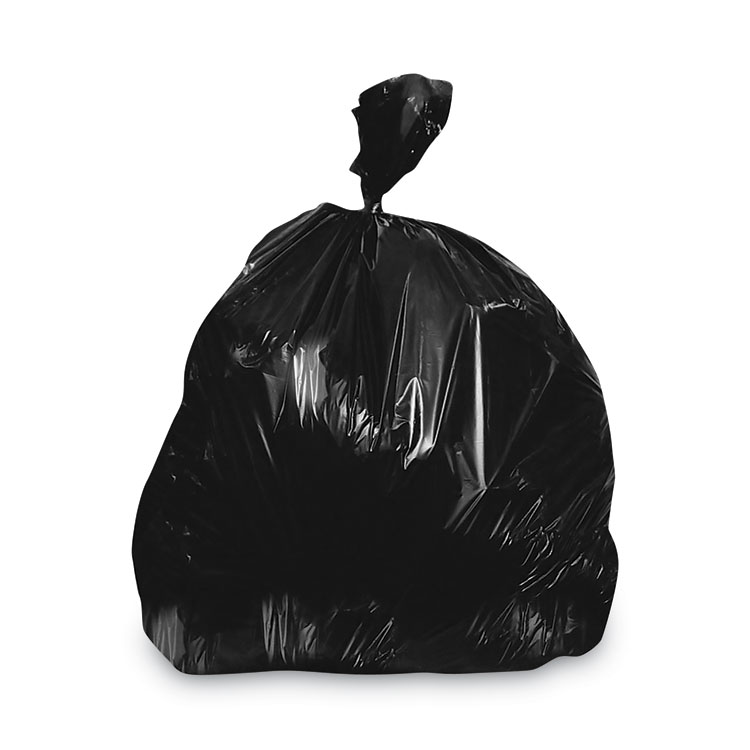 Heritage Linear Low-Density Can Liners, 33 gal, 1.5 mil, 33" x 39", Black, Flat Pack, 250/Carton (HERH6639AK)