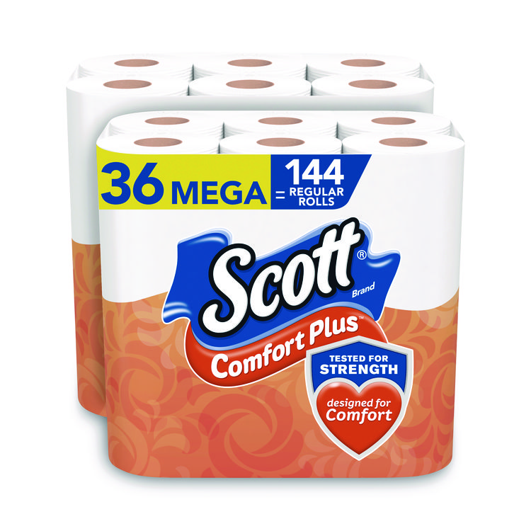 Scott ComfortPlus Toilet Paper, Mega Roll, Septic Safe, 1-Ply, White, 462 Sheets/Roll, 36 Rolls/Pack (KCM53329PK)