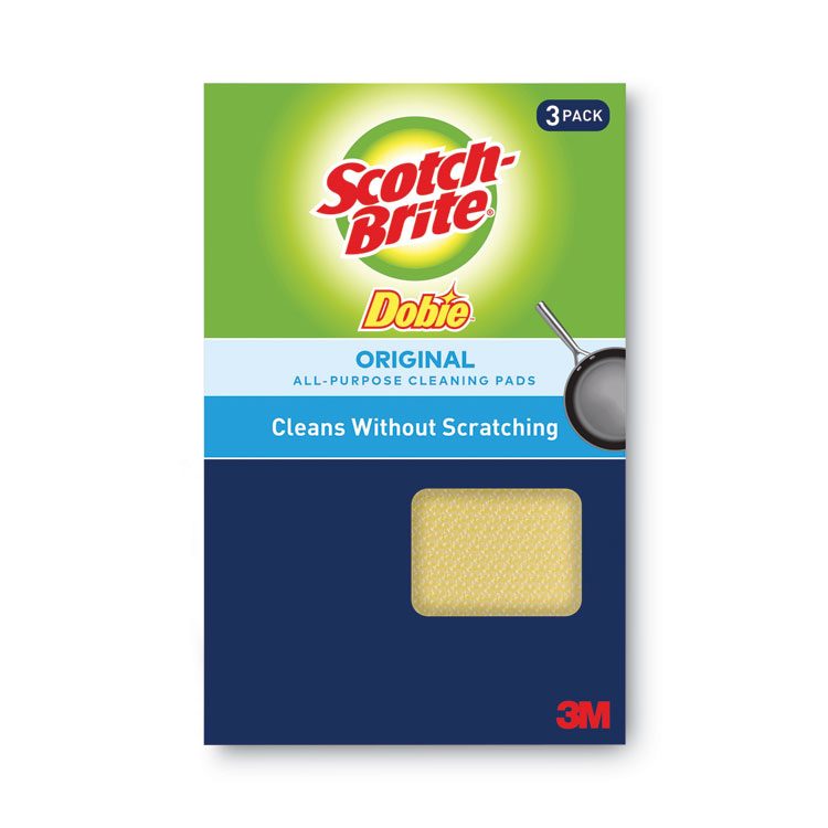 Scotch-Brite Dobie All-Purpose Cleaning Pad, 4.3 x 2.6, 0.5" Thick, Yellow, 3/Pack (MMM7232F)