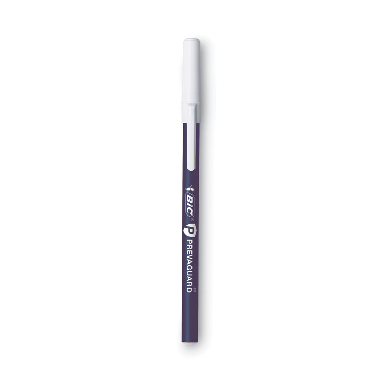 BIC PrevaGuard Round Stic Ballpoint Pen, Stick, Medium 1 mm, Blue Ink, Blue Barrel, Dozen (BICGSAM11BE)