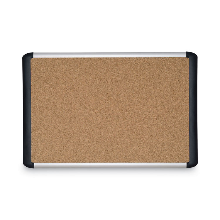 MasterVision Tech Cork Board, 48" x 36", Tan Surface, Silver/Black Aluminum Frame (BVCMVI050501)