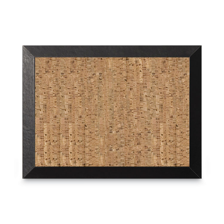 MasterVision Natural Cork Bulletin Board, 36" x 24", Tan Surface, Black Wood Frame (BVCSF0722581012)