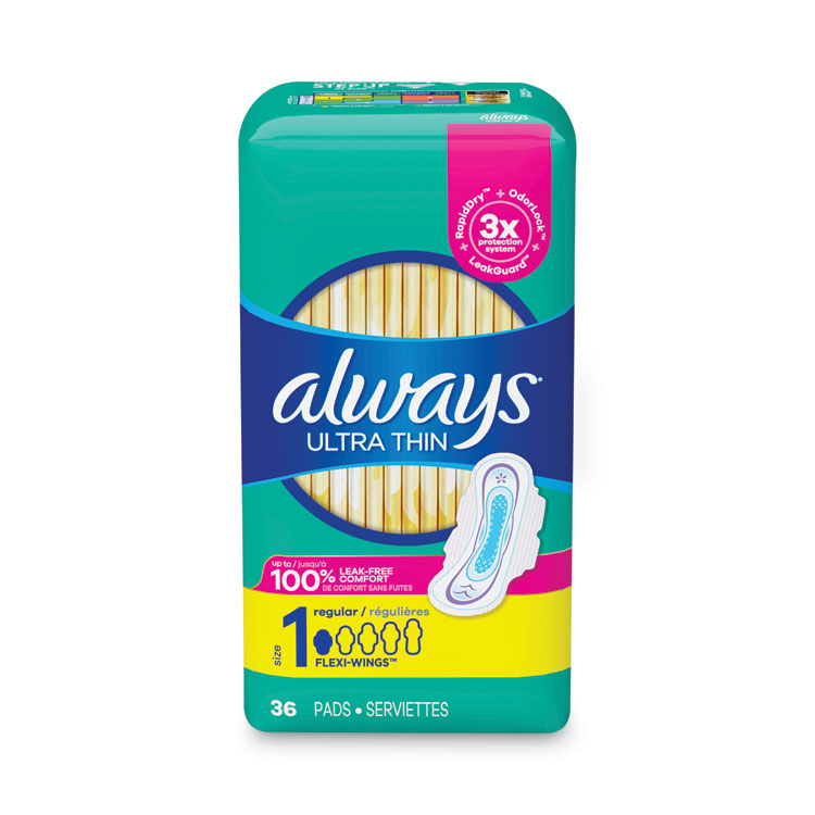 Always Ultra Thin Pads, Regular, 36/Pack (PGC08322PK)