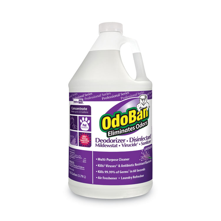 OdoBan Concentrate Odor Eliminator and Disinfectant, Lavender Scent, 1 gal Bottle, 4/Carton (ODO911162G4)