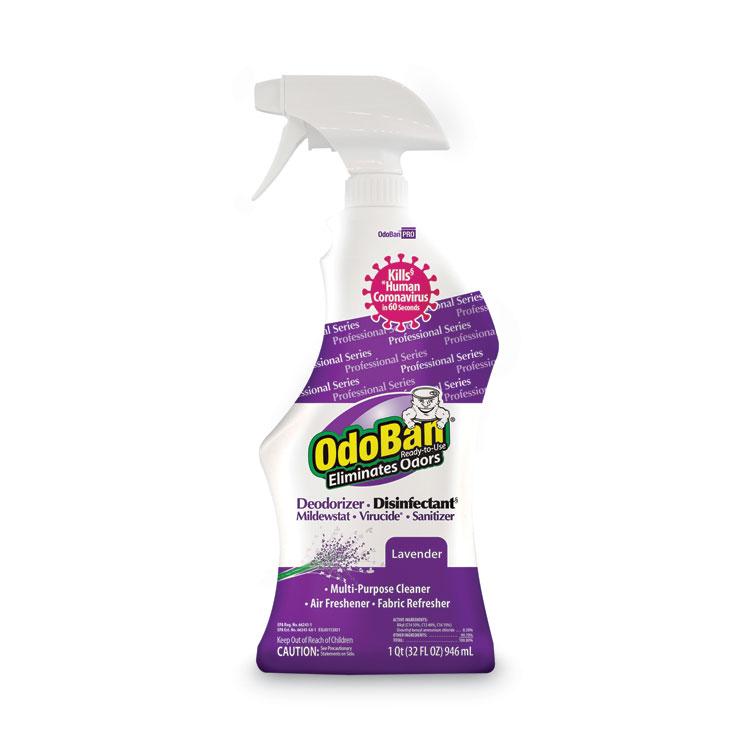 OdoBan RTU Odor Eliminator and Disinfectant, Lavender, 32 oz Spray Bottle, 12/Carton (ODO910162QC12)