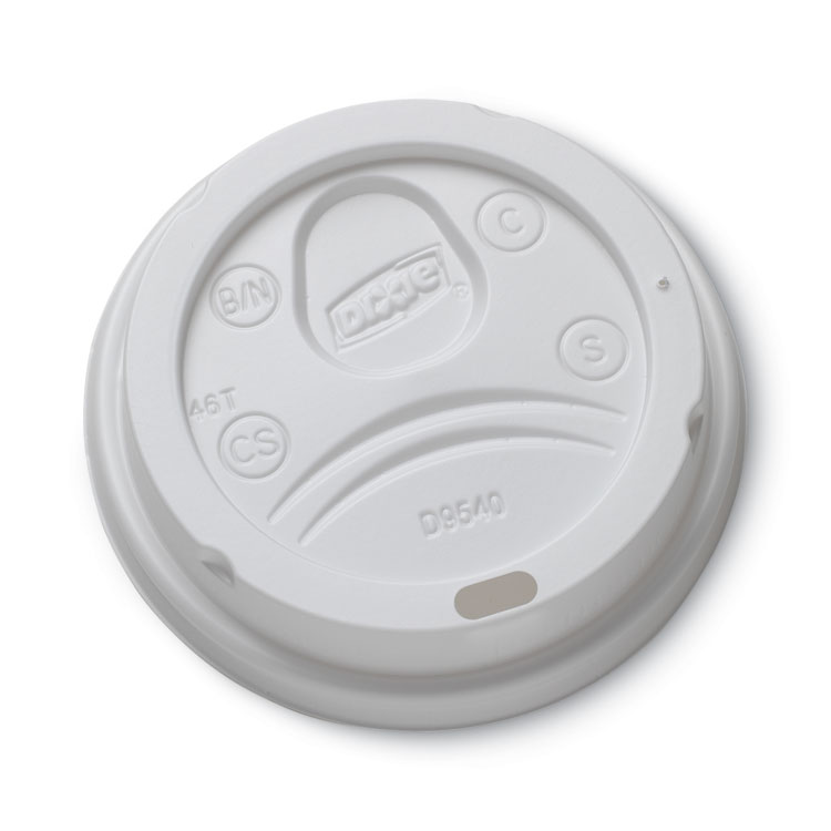 Dixie Sip-Through Dome Hot Drink Lids, Fits 10 oz Hot Cups, Plastic, White, 100/Pack (DXEDL9540)