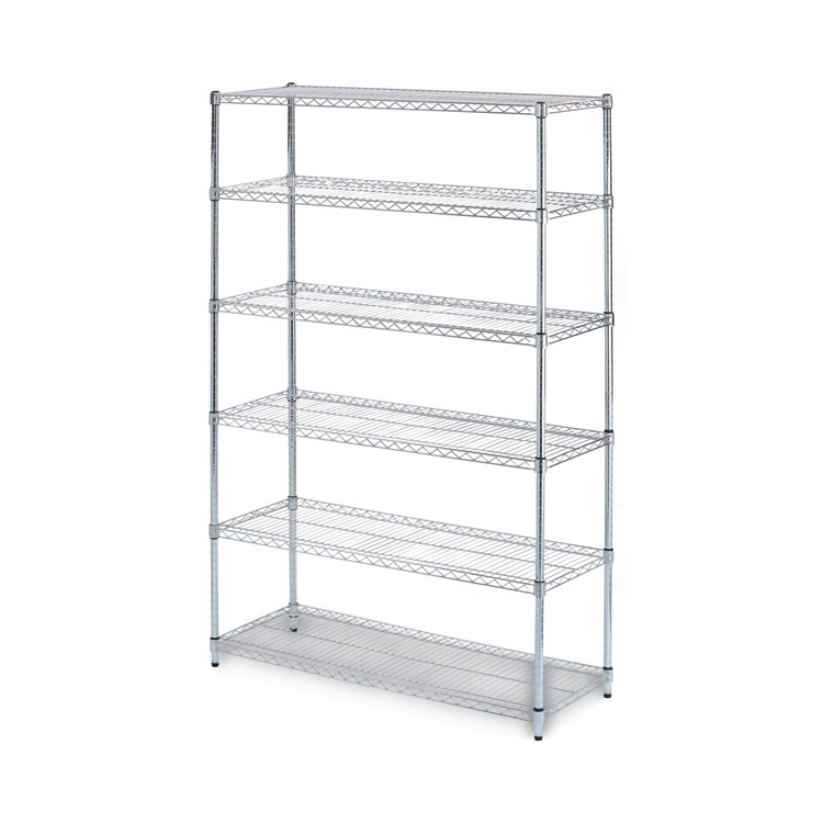 Alera NSF Certified 6-Shelf Wire Shelving Kit, 48w x 18d x 72h, Silver (ALESW664818SR)