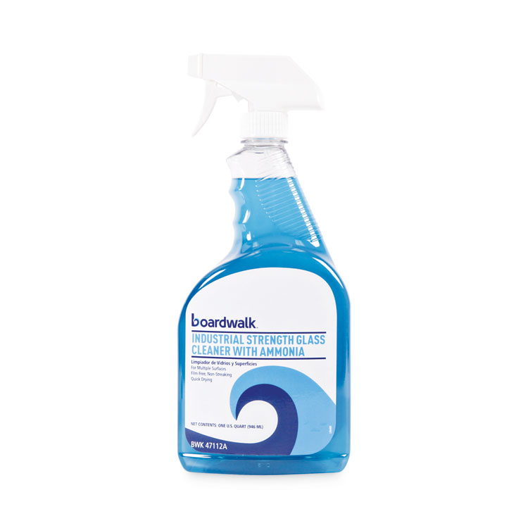 Boardwalk Industrial Strength Glass Cleaner with Ammonia, Unscented, 32 oz Trigger Spray Bottle (BWK47112AEA)