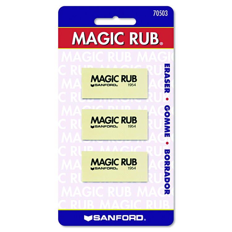 Prismacolor MAGIC RUB Eraser, For Pencil/Ink Marks, Rectangular Block, Medium, Off White, 3/Pack (SAN70503)