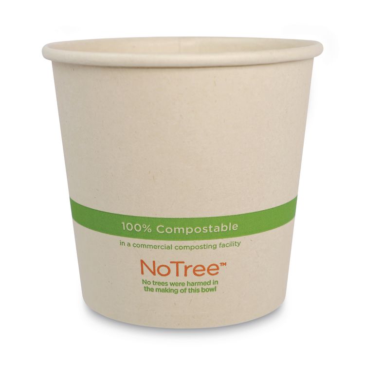 World Centric No Tree Paper Bowls, 24 oz, 4.4" Diameter x 4.5" h, Natural, Sugarcane, 500/Carton (WORBOSU24)