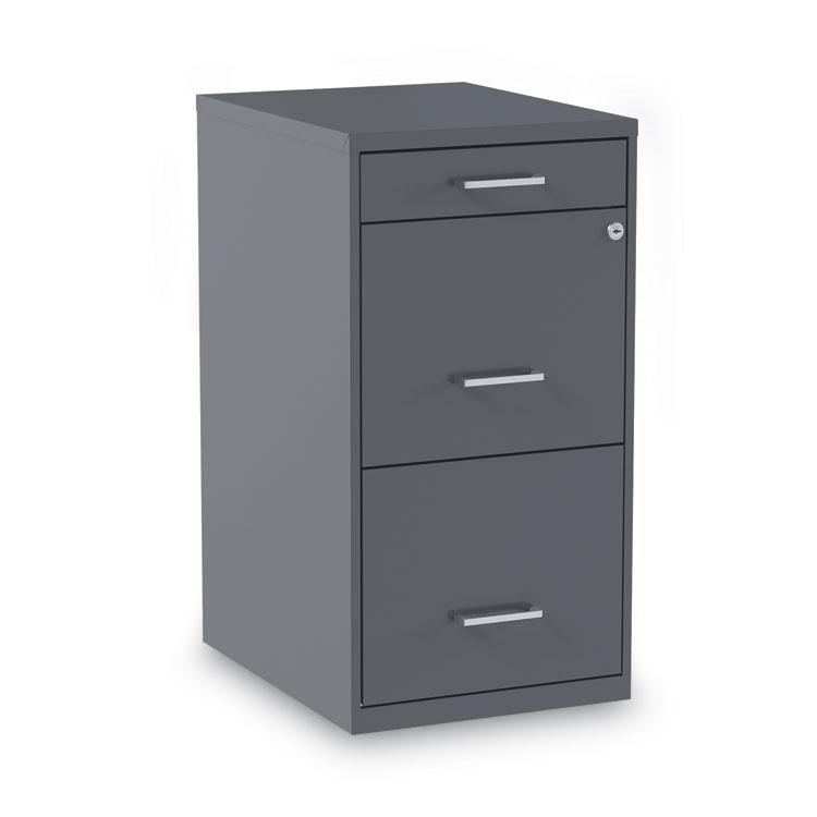 Alera Soho Vertical File Cabinet, 3 Drawers: Pencil/File/File, Letter, Charcoal, 14" x 18" x 26.9" (ALESVF1827CH)